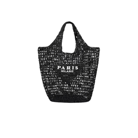 CROCHET TOTE BAG - BLACK