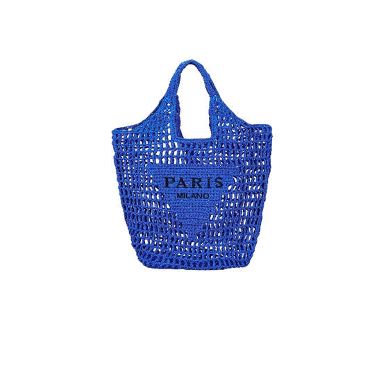 CROCHET TOTE BAG - BLUE