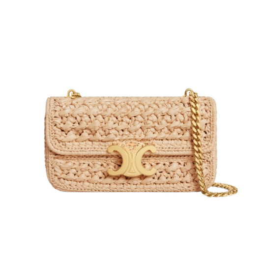 RAFFIA GOLD CHAIN BAG