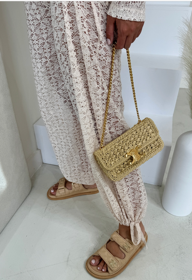 RAFFIA GOLD CHAIN BAG